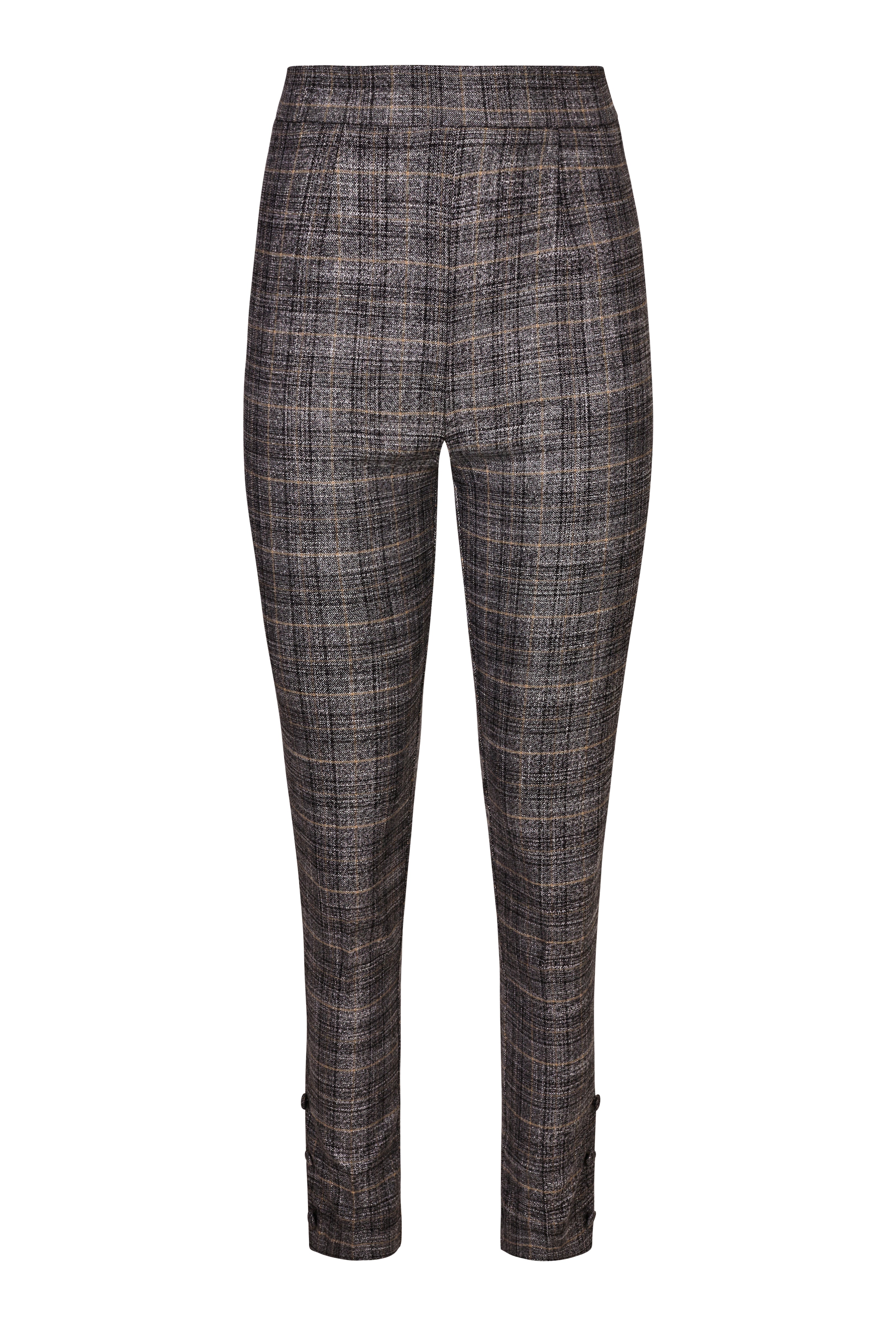 Paola | Ankle length silver check trousers