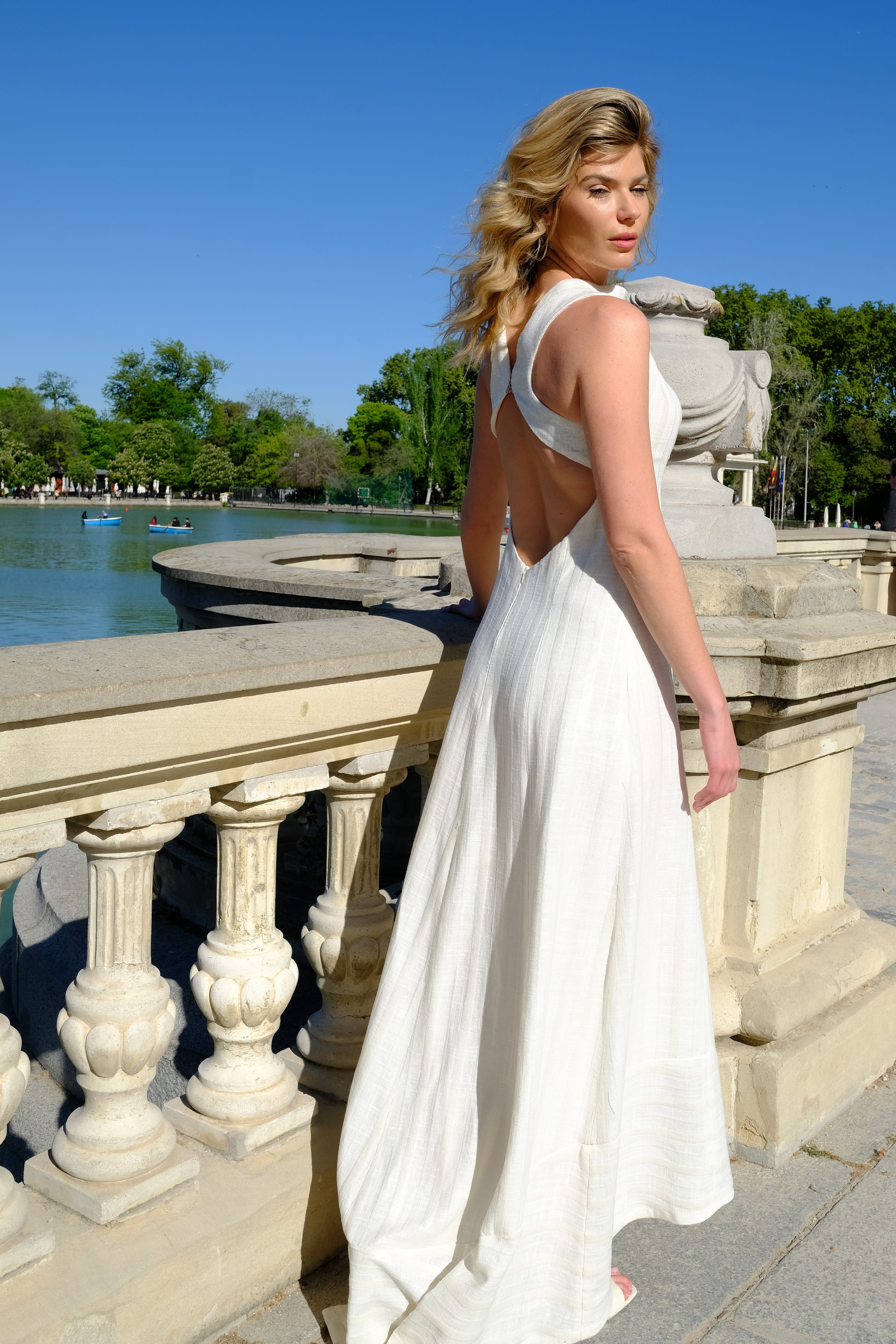 SIRAH - IVORY LINEN LONG DRESS